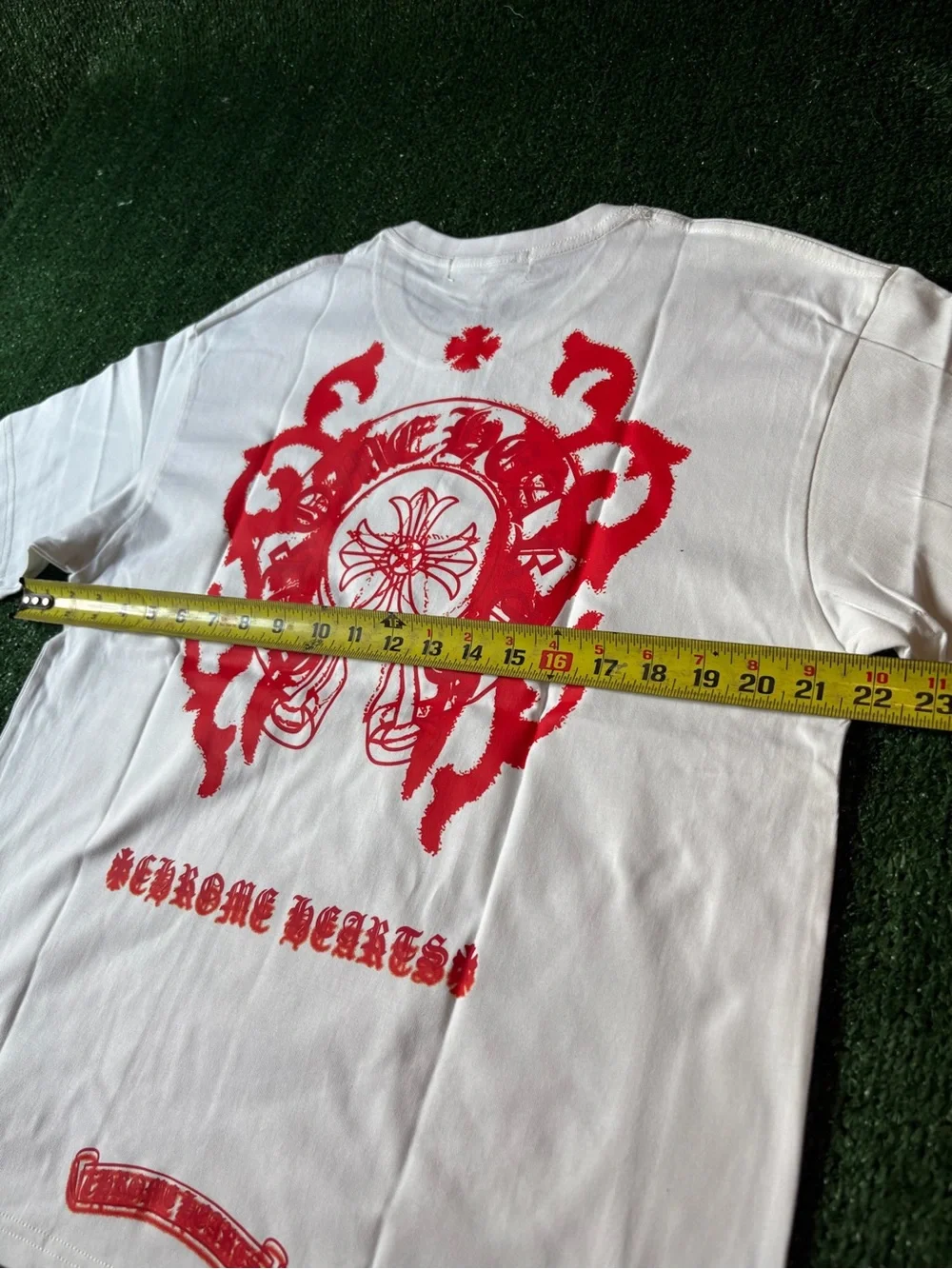 Chrome Hearts White Short Sleeve Tee with Red Crest - Picture 5 of 6